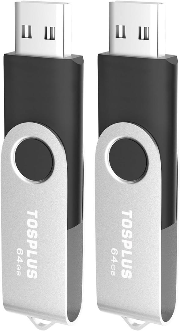 USB 2.0 Flash Drive 64GB Thumb Drives Memory Stick Jump Drive Zip Drive 2Pack 64GB Black