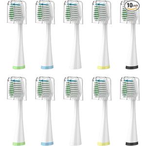 Replacement Brush Heads for Smile Bright Platinum Sonic Electric Toothbrush, Soft Bristles, 10Pack, with Covers