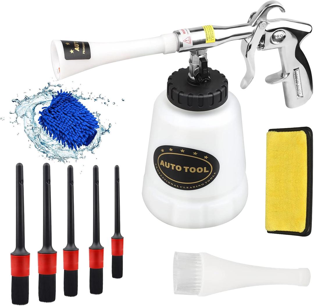 CPROSP High Pressure Car Cleaning Jet Cleaner, Car Interior Cleaner Detailing Wash Tool, Wash Spray Bottle Nozzle with Metal Spinner (RK01 with 5 Bristle)