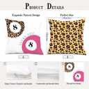 3 x Trendy Pink Leopard Lucky 8 Ball Pillow Covers 18x18, Cheetah Leopard Print Room Decor, Funky Girly Cheetah Print Decorative Throw Pillow Covers for Girls Bedroom Dorm Home, Set of 2 (Colour 01)