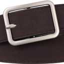 XZQTIVE Women Suede Belts for Women Fashion Leather Belts With Silver Buckle Ladies Waist Belt For Jean Pant Dress (Fit Waist 34"-42", Dark Coffee)