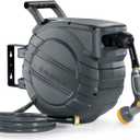 Retractable Garden Hose Reel 1/2 in x 50 ft Metal Bracket, 2025 Upgraded Dual Ratchet Lock UV & Freeze Protection Brass Seal Slow Retraction Anti-Tangle Hose 180Swivel