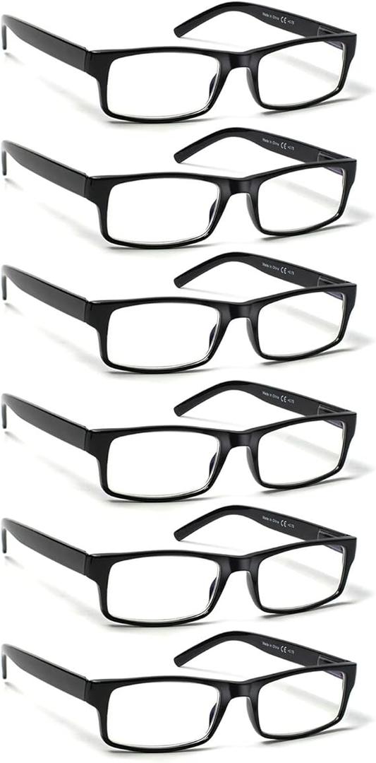 BIENCOOL 6 Pack Reading Glasses Traditional Frames for Men and Women Readers with Spring Loaded Hinges
 +2.0