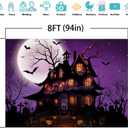 Mocsicka Halloween Backdrop for Photography Purple Night Moon Haunted House Background Spooky Cemetery Hollween Costume Party Decorations Banner Photo Studio Props (8x6ft)