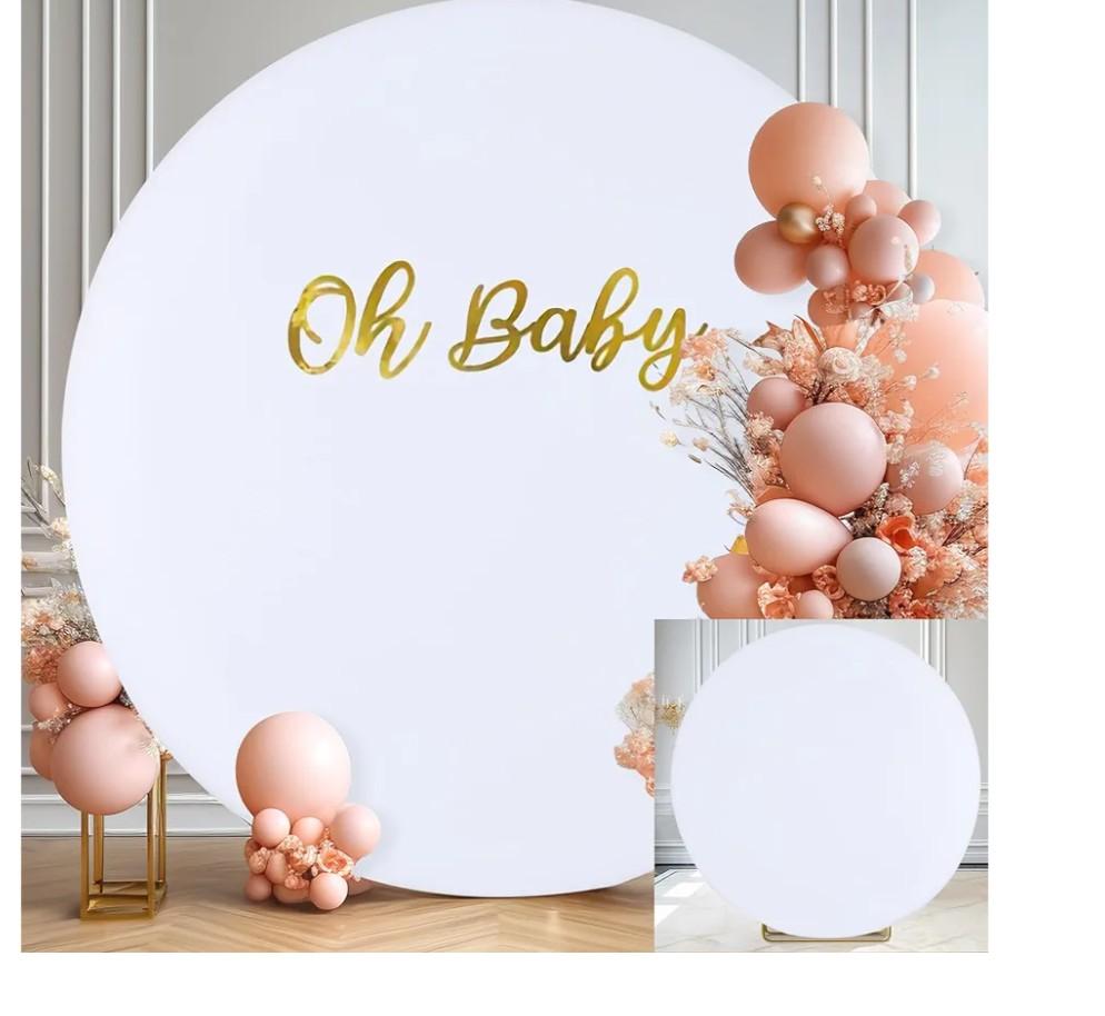 7.2 FT White Round Backdrop Cover for 5 to 7.2ft Circle Stand - Adjustable Polyester Arch Backdrop Cover for Wedding Arch Birthday Party Photography Decoration