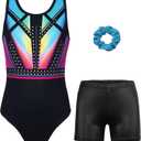 Gymnastics Leotards for Girls with Shorts Sparkly Ballet Dance Activewear (4-5T)