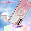 Bonoma Compatible with Samsung Galaxy S21 Plus Case Support for MagSafe, Plating Heart Glitter Magnetic Case TPU Camera Protection Back Cover for Phone Case -Pink