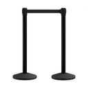 Crowd Control Warehouse CCW Series RBB-100 - Set of 2 Stanchion Retractable Belt Barriers, 11 Foot Black Belt, Black Post - Premium Crowd Control Barriers, Stanchions with Retractable Belts