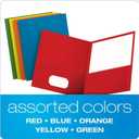 Oxford Two Pocket Folders, Textured Paper, Assorted Colors (Blue, Red, Yellow, Orange, Green), For School, Home, and Office, Letter Size, 25 Per Box (57513EE)
