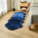 duduta Navy Blue Faux Sheepskin Runner Rugs 2x6 ft, Fluffy Shag Bedroom Bedside Rug Fur Couch Sofa Covers Washable