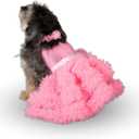 Dog Dress with Lovely Bandana - Clothes for Medium and Large Dogs Like Shih Tzu, Labrador, Golden Retriever, Pug and Cat - XL Pink