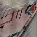 jinchan 2x5 Runner Rug Pink Washable Modern Boho Rug Geometric Hot Nerd Soft Low Pile Non Slip Accent Mat Lightweight Cozy Throw Carpet for Kitchen Bathroom Laundry Room Study Dorm