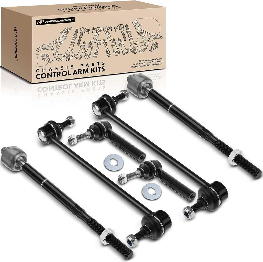 A-Premium Set of 6, Front Sway Bar Link, Inner Outer Tie Rod End, Compatible with Jeep Compass 2007-2017, Patriot 2007-2017, Dodge Caliber 2007-2012