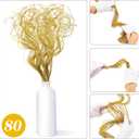 Glitter Curly Ting Ting Branches Christmas Branches Vase Filler Artificial Curly Twigs for Christmas Tree Garland Wreath Decoration, Craft Vases Home Garden Decoration (Gold, 80 Pieces)