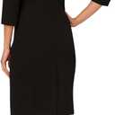 Adrianna Papell Women's Rolled Neck Crepe Midi Dress, Black, 14