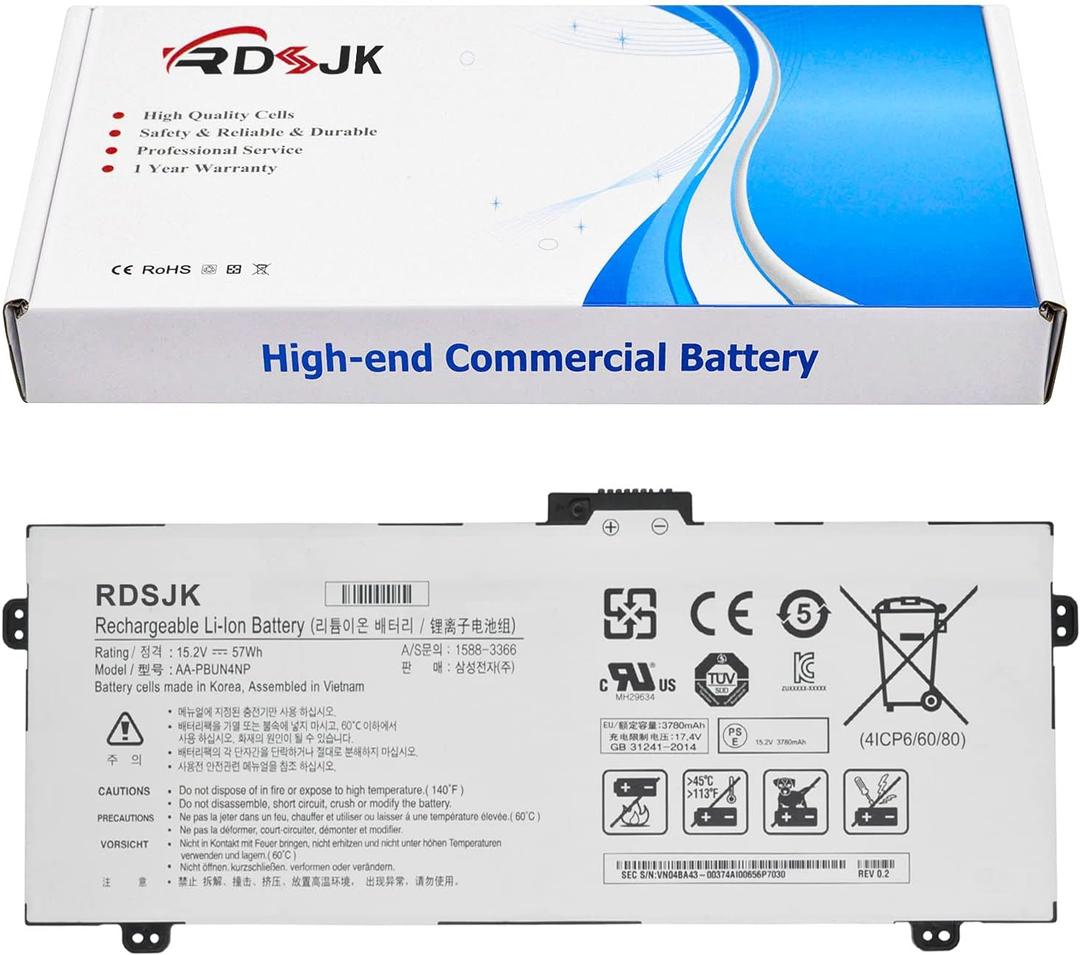 RDSJK AA-PBUN4NP PBUN4NP Laptop Battery for Samsung ATIV Book 9 Pro NP940Z5J NP940Z5L NP940Z5L-X01US NP940Z5L-X03US NP940Z5L-S03US Series AAPBUN4NP BA43-00374A 4ICP6/60/80 15.2V 57Wh