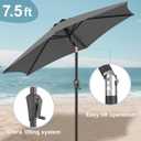 FLAME&SHADE 7.5ft Patio Umbrella - Outdoor Umbrella with Push Button Tilt and Crank for UV Protection, Table Market Umbrella for Garden, Deck, Backyard, Pool and Beach(Anthracite)