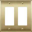 ENERLITES Decorator Receptacle or Switch Metal Wall Plate, Stainless Steel 201, Corrosion Resistant, Size 2-Gang 4.50"x 4.57", 7732-BB, Brushed Brass, Gold