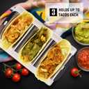 (Set of 4) Taco Holder Rack with Handle, 3 Slot Wave Stainless Steel Taco Stand for Hard & Soft Shell, For Family Party, BBQ & Taco Tuesday