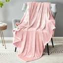 DREAMNINE Soft Plush Fuzzy Fleece Throw Blanket for Couch Sofa Chair 50" x 60", Decorative Solid Lightweight Fluffy Velvet Blankets for Women Girl, Cozy Accent Shaggy Flannel Blanket for Bedroom, Pink
