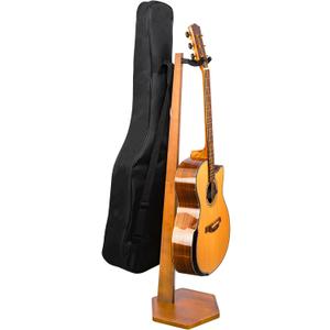 STRICH Acoustic Guitar Stand, Hardwood 35.4" Height Floor Display, Mahogany Guitar Holder with Hanger for Home, Studio