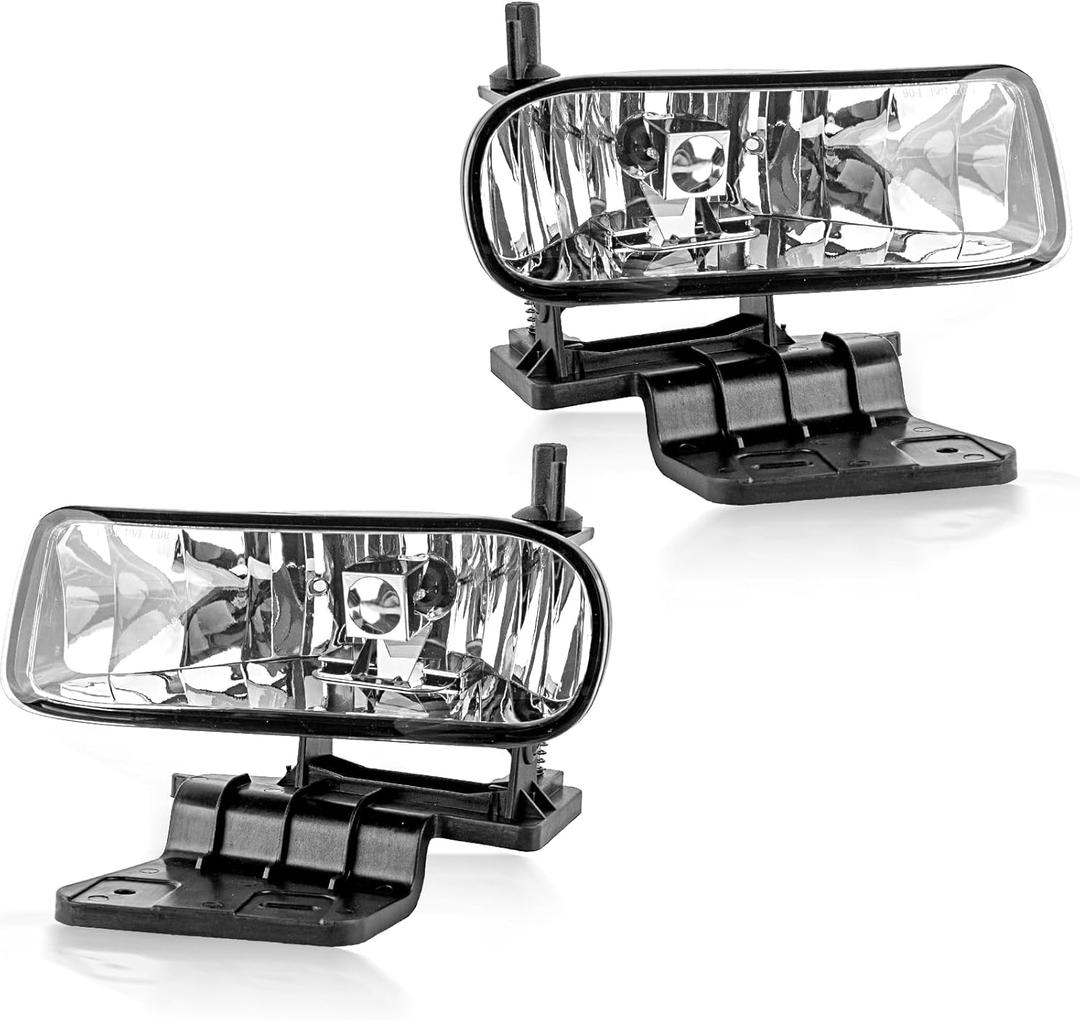 RP Remarkable Power Silverado Fog Lights 1999 2000-2002, for 2000 2001 2002 1500 2500 3500, 00-2006 Suburban/Tahoe(Not Z71 package) 12V 24W Clear Pair FL7076 (Halogen, Black)