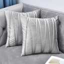 NianEr Decorative Plush Velvet Throw Pillow Covers Sofa Accent Couch Pillows Set of 2 for Bed Living Room Square Pillow Cases 18X18 Silver Grey Gray