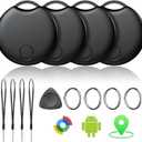 Air Tracker Tags-4 Pack for Android, Bluetooth Tracker Works with Google’s Find Hub | Android Only | Replaceable Battery | Water- Resistance (4Black)