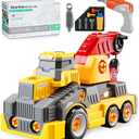 11inches Large Take Apart Construction Toys Crane Trucks for Boys Girls Kids 3-10 Year Old Electric Drill Toys