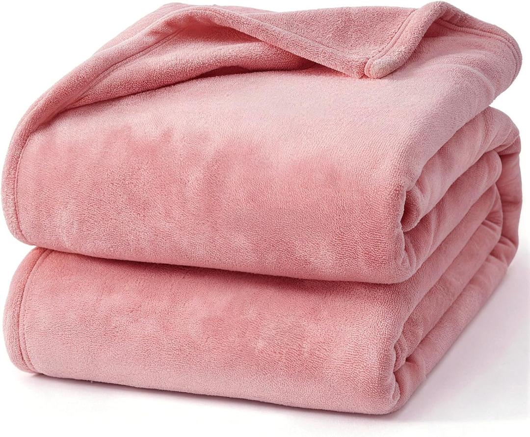 Hansleep Fleece Dusty Rose Full Blanket, Super Soft Flannel Fuzzy Plush Cozy Blanket for All Seasons, Dusty Rose, Full 84x90 Inches