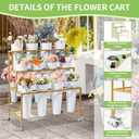 Flower Cart Display Stand, 3 Layers Metal Flower Bar Stand with 360 Swivel Wheels and Brake, Flower Display stand with Iron Buckets, Durable than Plastic Buckets, Flower Holder for Florist or Wedding