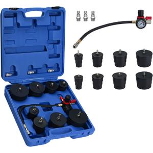 Handor Turbo System Leakage Tester Kit with 4 Pairs of Stepped Adapters 1-3/8" to 3-1/2" Leak Down Tester with Pressure Gauge