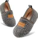 ANLUKE Kids Toddler Slippers Boys Girls Indoor House Shoes Non-Slip Slippers Socks Outdoor Warm Walking Shoes (Gray)