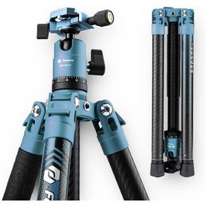Fotopro Carbon Fiber Tripod 60 Inch 360 Degree Ball Head Quick Release Plate Lightweight Camera Tripod for Travel Tripod Folded Height Only 14.2",Max Loads up to 22lbs,Blue