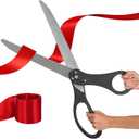 Giant Ribbon Cutting Ceremony Kit - Big 25 Inch Black Grand Opening Scissors and Red Satin Ribbon for Special Events Business Openings and Inaugurations