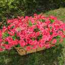 HyeFlora Artificial Flowers for Outdoors Fake Plants Outside Decoration, 12 Bundles Silk Hot Pink Morning Glory UV Resistant Look Real Faux Flowers for Planter Front Door Porch Patio Yard Gardens Home