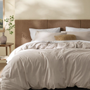 Bedsure Cotton Duvet Cover Queen Size - Luxury Slub Weave 100% Cotton Duvet Cover with a Linen-Like Textured, Easy Change Durable Bedding, Ivory, 90" x 90" 