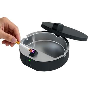 Electric Arc Lighter with Built-in Collection Tray – One-Touch Operation, Rechargeable, Removable Inner Tray for Easy Cleaning, Odor-Reducing Lid, Portable for Car, Home, Office
