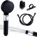 RV Shower Head with On/Off Switch and Hose. High-Pressure Handheld 5-Spray Mode Replacement Set for Campers, Outdoor, Travel Trailer, Motorhome. Adhesive Shower Holder and Hose Guide Ring, Black