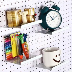 4 Pcs Pegboard Shelves Wall Organizer Brackets Pegboard Steel Tray Accessories Organizing Tools for Craft Garage Nursery Workbench Kitchen(5.91 x 4.72 x 0.63 Inches,White)
