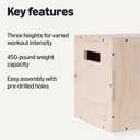 Amazon Basics Plyometric Jump Box, Plyo Box Jumps for Home Gym, 14"x12"x16"
