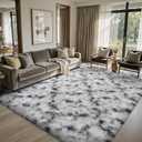 6x9 Ft Fuzzy Rugs for Living Room,Black and White Bedroom Area Rug Non-Slip,Carpet for Nursery Kids PlayRoom Indoor Modern Plush Carpets
