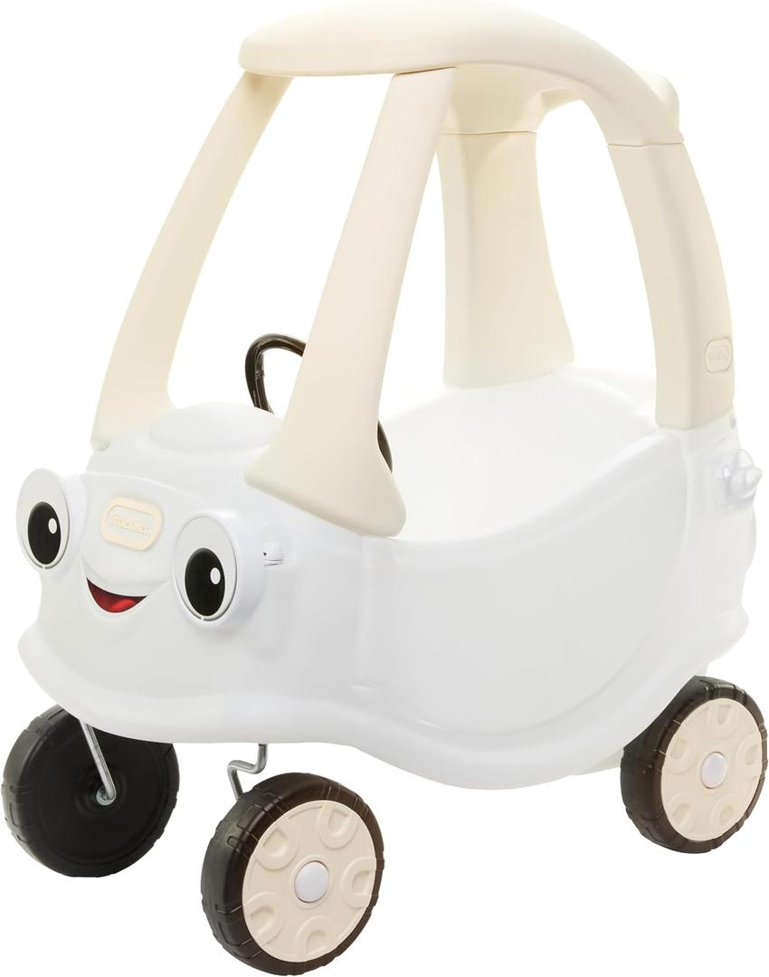 Little Tikes Cloud Collection Cozy Coupe – White, Classic Foot-to-Floor Ride-On Car, Working Door, Steering Wheel, Horn, Removable Floorboard, Indoor/Outdoor Push Car, Toddlers 18 Months to 5 Years