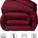 COHOME Premium King Size Comforter, All-Season Quilted Down Alternative Duvet Insert, Luxury Hotel GentleSoft Comforter with Anti-Clump Tech & 8 Tabs - Reversible - Burgundy 90x102 inches