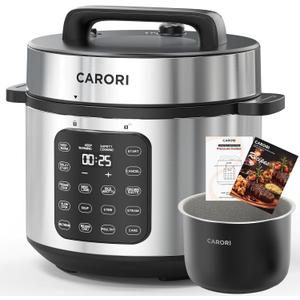CARORI 8Qt,9-in-1,1200W Electric Pressure Canner, IMD Touchscreen, Non-Stick Pot. Quick, Time-Saving, Healthy. Olla de Presion (Ollas). Safe Venting.Rice,Slow,Steamer, Saut, Warmer, Silver