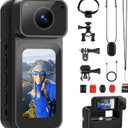 Mini Body Camera 128G with 1.47inch LCD Screen, 2.7K Thumb Size Action Body Cam with Audio&Video Thumb Hands Free POV Recording, Mount Free, Magnetic Sport DV for Bike Cycling Vlogging Pet Walk Swim