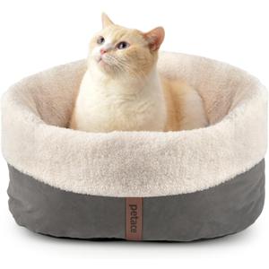Self-Warming Cat Bed, 17.7" x 13.7" Anti-Slip Soft Round Thermal Pet Cushion Bed for Kittens, Cats, Puppies and Small Dogs (Grey)
