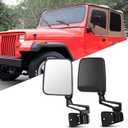 Set Side Mirrors Assembly Fit for 1987-2002 For Jeep Wrangler with Half Door Manual Fold,Non-heated Manual Textured Black
