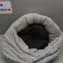 JOEJOY Small Dog Bed Cat Bed with Hooded Blanket, Cozy Cuddler Luxury Puppy Pet Bed, Donut Round Calming Anti-Anxiety Dog Burrow Cave Bed - Anti-Slip Bottom and Machine Washable 23 inch (Grey)