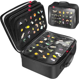 Enamel Pin Display Bag EVA Hard Shell Pin Trading Book, 18 Page Collectible Pin Board, Pin Display Case for Collectors, Suitable for Storing Enamel Pins, Sports Pins, Earrings and Brooches